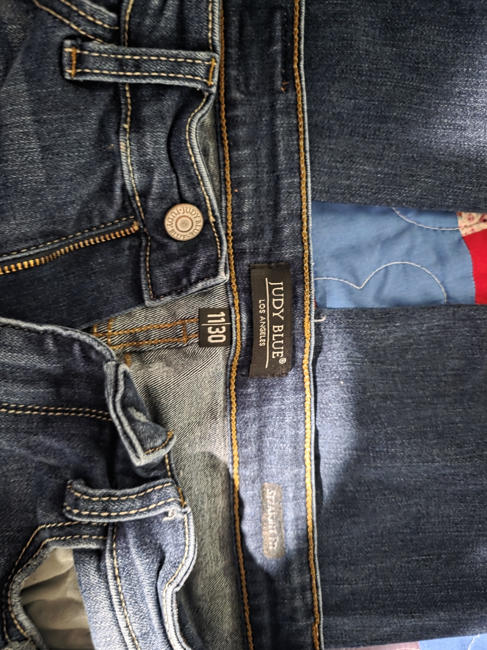 Judy Blue Dark Wash Distressed Straight Leg Jeans - Picture 3 of 3